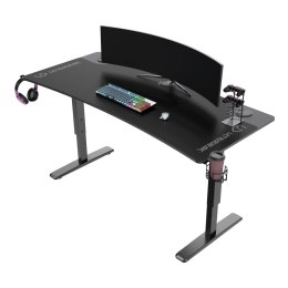 ULTRADESK Biurko dla gracza Ultradesk CRUISER BLACK, 160x70 cm, 66-82 cm, uchwyt na słuchawki, 3 otwory na kable, regulacja wyso