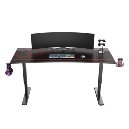 ULTRADESK Biurko dla gracza Ultradesk CRUISER RED, 160x70 cm, 66-82 cm, uchwyt na słuchawki, 3 otwory na kable, regulacja wysoko