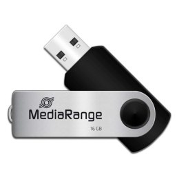 MediaRange USB flash disk, USB 2.0, 16GB, czarny, MR910, USB A, swivel / twister