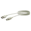 Kabel USB (2.0), USB A M- USB B M, 3m, szary, Logo, plastic bag