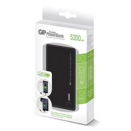 GP, powerbank, GP352, Li-Ion, 5V, 5200mAh, do ładowania telefonów i innych urządzeń, 2 złącza, czarny