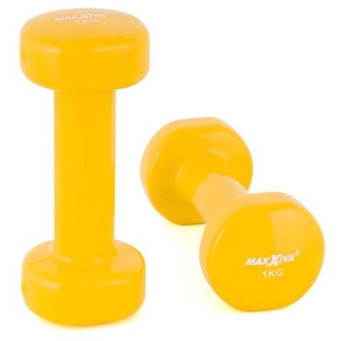 MAXXIVA Zestaw hantli winylowych 2 x 1 kg, żółty MAXXIVA® MAXXIVA Zestaw hantli winylowych 2 x 1 kg, żółty MAXXIVA®
