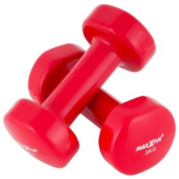 MAXXIVA Zestaw hantli winylowych 2 x 3 kg, czerwony MAXXIVA®