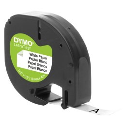 Dymo oryginalny taśma do drukarek etykiet, Dymo, 59421, S0721500, czarny druk/biały podkład, 4m, 12mm, LetraTag taśma papierowa