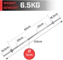 Chromowany gryf do hantli Physionics 165 cm + gwiaździste Physionics