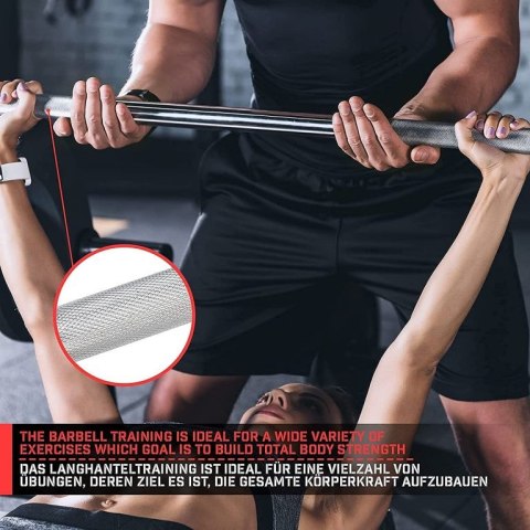 Chromowany gryf do hantli Physionics 165 cm + gwiaździste Physionics Chromowany gryf do hantli Physionics 165 cm + gwiaździste Physionics