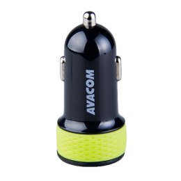 Avacom ładowarka samochodowa z dwoma wyjściami USB 5V/1A - 3.1A, czarno-zielona