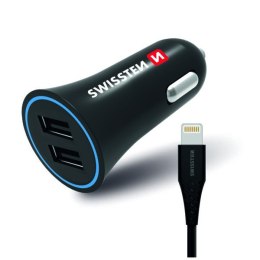 Ładowarka samochodowa SWISSTEN 12W, 2-portowy, USB-A, kabel Lighting MFi