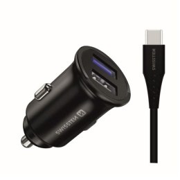 Ładowarka samochodowa SWISSTEN 32,5W, 2-portowy, USB-A, kabel USB-C