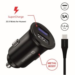 Ładowarka samochodowa SWISSTEN 32,5W, 2-portowy, USB-A, kabel USB-C