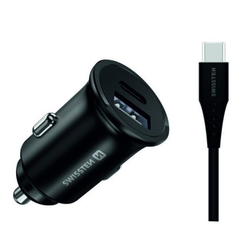 Ładowarka samochodowa SWISSTEN 35W, 2-portowy, USB-C, USB-A, kabel USB-C