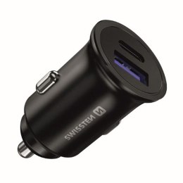 Ładowarka samochodowa SWISSTEN 36W, 2-portowy, USB-C, USB-A