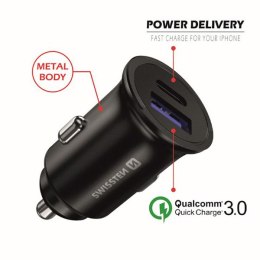 Ładowarka samochodowa SWISSTEN 36W, 2-portowy, USB-C, USB-A