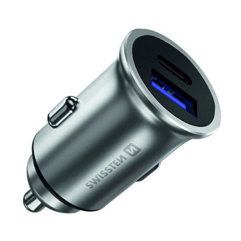 Ładowarka samochodowa SWISSTEN 36W, 2-portowy, USB-C, USB-A