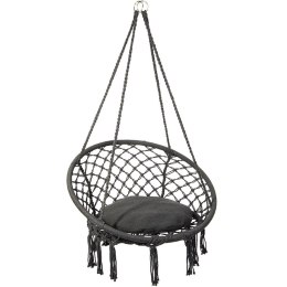 Hamak ażurowy fotel wiszący 80x60 cm z poduszką szary 1031347