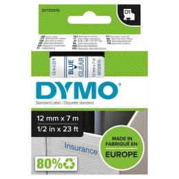 Dymo oryginalny taśma do drukarek etykiet, Dymo, 45011, S0720510, niebieski druk/przezroczysty podkład, 7m, 12mm, D1