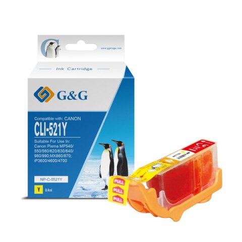 G&G kompatybilny ink / tusz z CLI521Y, yellow, 8.4ml, NP-C-0521Y, 2936B001, dla Canon iP3600, iP4600, MP620, MP630, MP980 G&G kompatybilny ink / tusz z CLI521Y, yellow, 8.4ml, NP-C-0521Y, 2936B001, dla Canon iP3600, iP4600, MP620, MP630, MP980