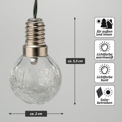 Łańcuch świetlny Solar 10 LED, 345 cm, ciepła biel / kolor Garthen Łańcuch świetlny Solar 10 LED, 345 cm, ciepła biel / kolor Garthen
