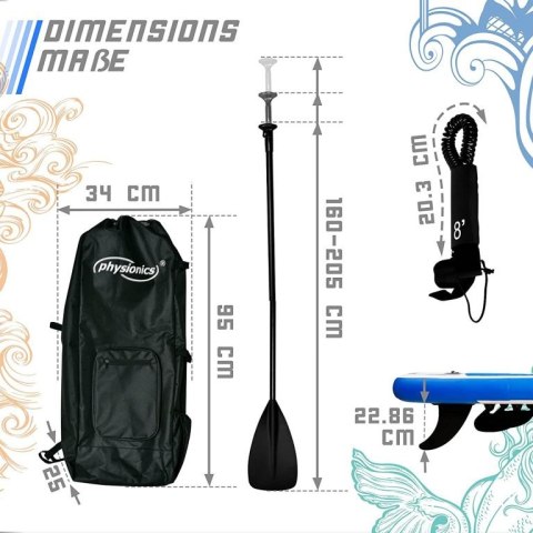 Physionics Nadmuchiwany paddleboard, 320 x 80 x 15 cm, po Physionics Physionics Nadmuchiwany paddleboard, 320 x 80 x 15 cm, po Physionics
